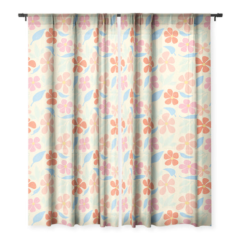 haleyum Tropical Vintage Flowers Sheer Window Curtain