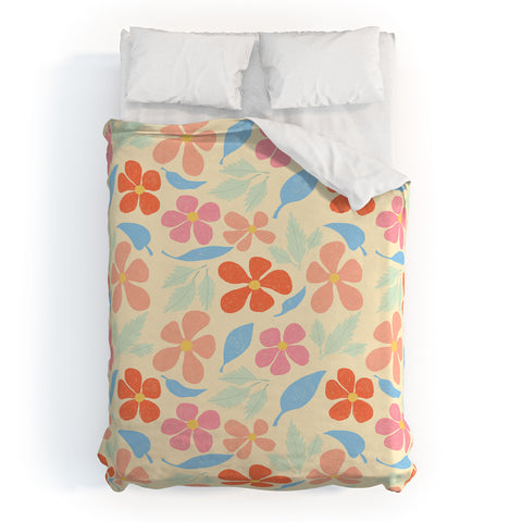 haleyum Tropical Vintage Flowers Duvet Cover