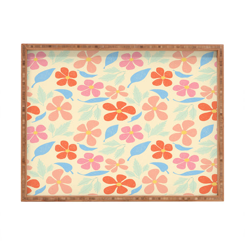 haleyum Tropical Vintage Flowers Rectangular Tray