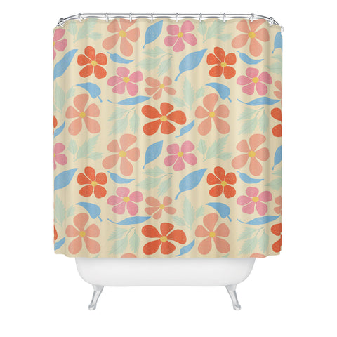 haleyum Tropical Vintage Flowers Shower Curtain