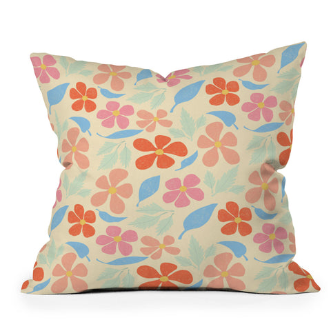 haleyum Tropical Vintage Flowers Throw Pillow