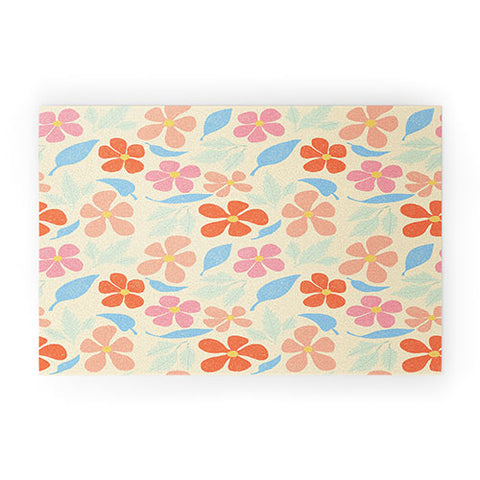 haleyum Tropical Vintage Flowers Welcome Mat