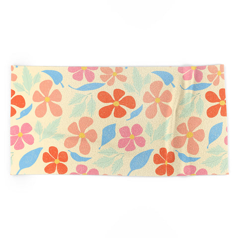 haleyum Tropical Vintage Flowers Beach Towel