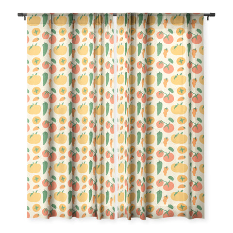 haleyum Veggie Love Pattern Sheer Window Curtain