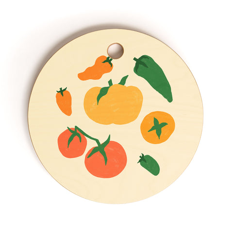 haleyum Veggie Love Pattern Cutting Board Round