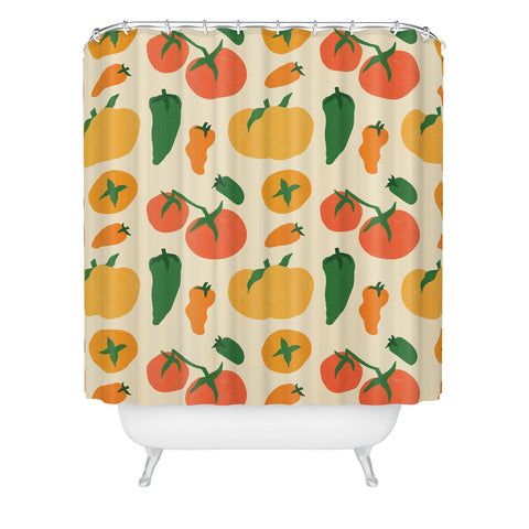 haleyum Veggie Love Pattern Shower Curtain