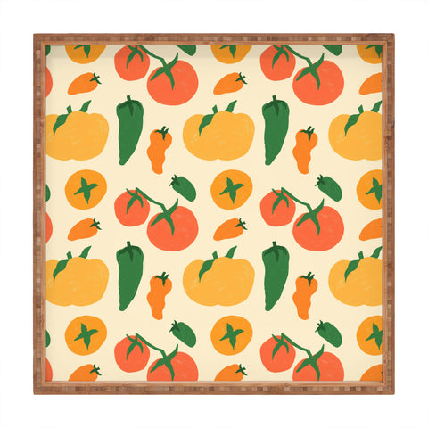 haleyum Veggie Love Pattern Square Tray