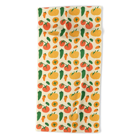 haleyum Veggie Love Pattern Beach Towel