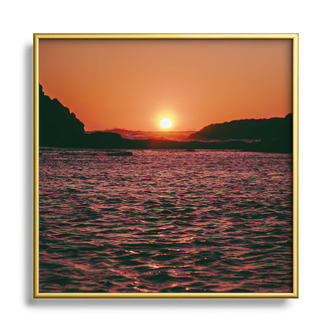 Hannah Kemp A Coastal Sunset Square Metal Framed Art Print