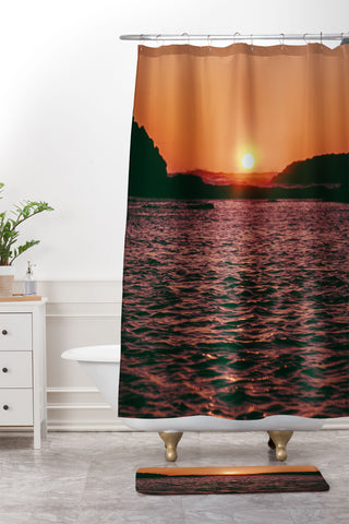 Hannah Kemp A Coastal Sunset Shower Curtain And Mat