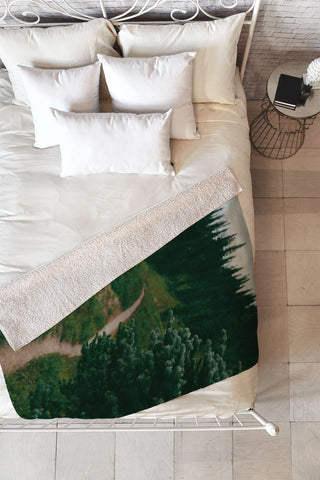 Hannah Kemp A Green Hiking Trail Fleece Throw Blanket