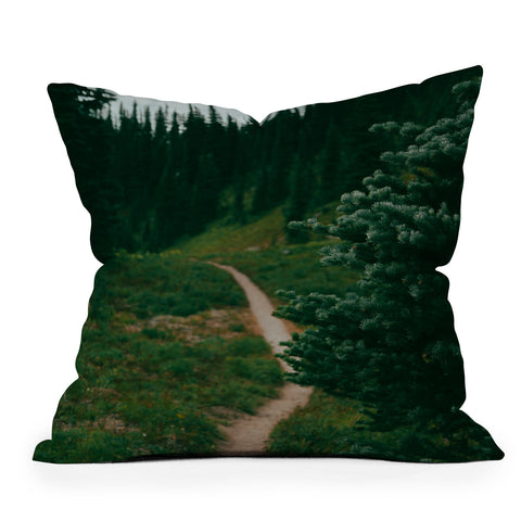 Hannah Kemp A Green Hiking Trail Outdoor Throw Pillow