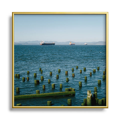 Hannah Kemp Astoria Ships Square Metal Framed Art Print