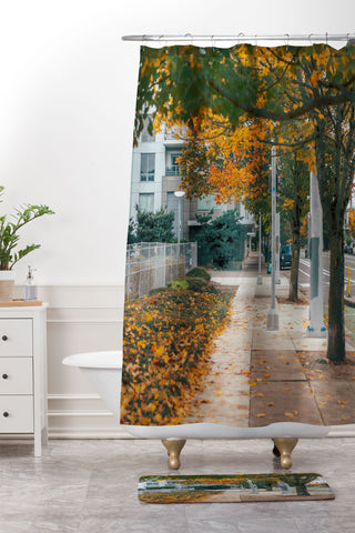 Hannah Kemp Autumn Sidewalk Shower Curtain And Mat