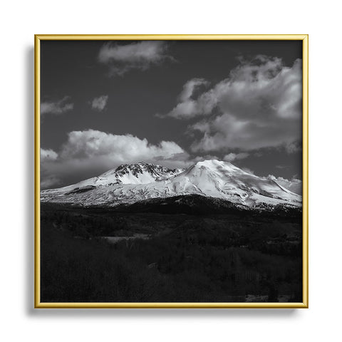 Hannah Kemp Black and White Mt St Helens Square Metal Framed Art Print