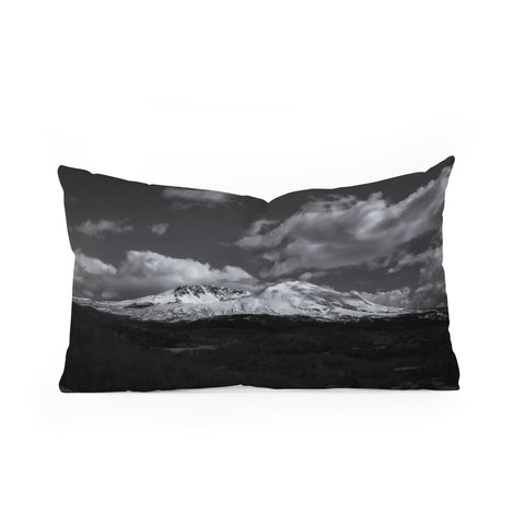 Hannah Kemp Black and White Mt St Helens Oblong Throw Pillow