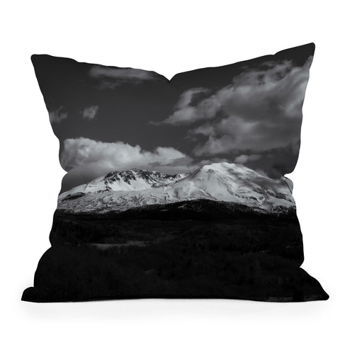 Hannah Kemp Black and White Mt St Helens Throw Pillow