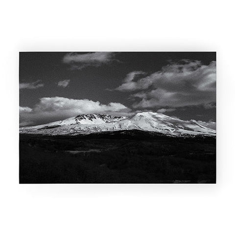 Hannah Kemp Black and White Mt St Helens Welcome Mat