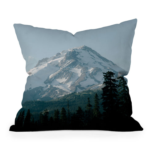 Hannah Kemp Blue Mount Hood Outdoor Throw Pillow