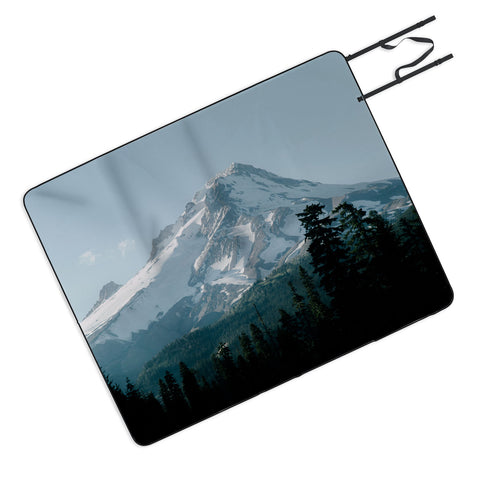 Hannah Kemp Blue Mount Hood Picnic Blanket