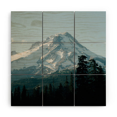 Hannah Kemp Blue Mount Hood Wood Wall Mural