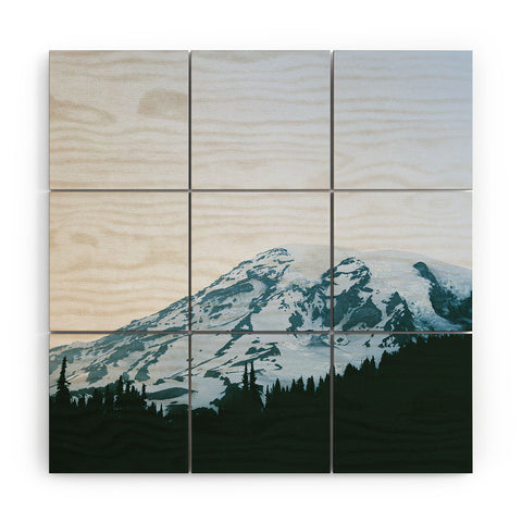 Hannah Kemp Blue Rainier Wood Wall Mural