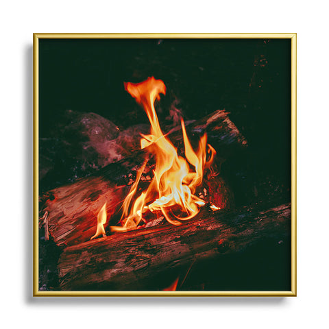 Hannah Kemp Campfire Square Metal Framed Art Print
