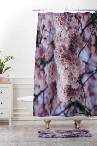 Hannah Kemp Cherry Blossoms Photo Shower Curtain And Mat