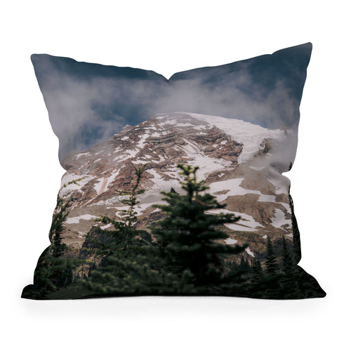 Hannah Kemp Cloudy Rainier Outdoor Throw Pillow