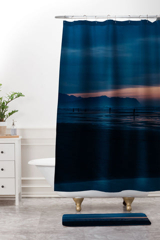 Hannah Kemp Coastal Blue Hour Shower Curtain And Mat