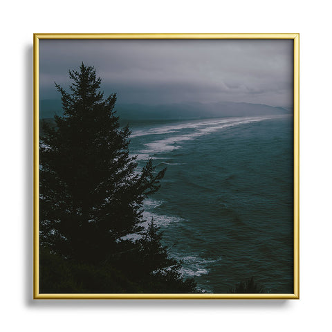 Hannah Kemp Dark Moody Coast Square Metal Framed Art Print