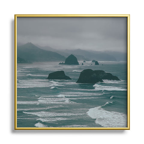 Hannah Kemp Ecola Square Metal Framed Art Print