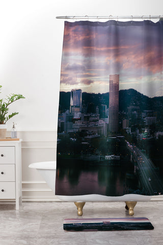 Hannah Kemp Evenings in Portland Shower Curtain And Mat