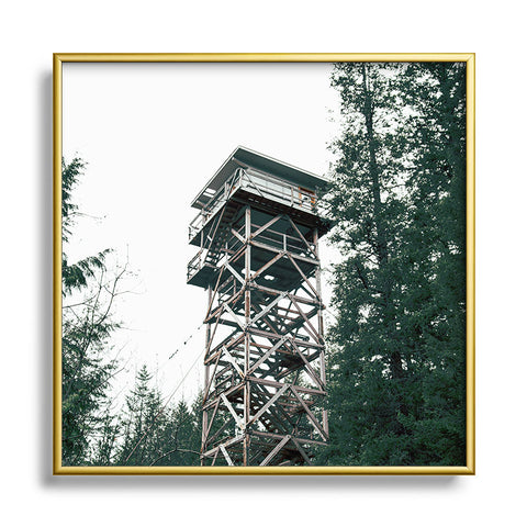 Hannah Kemp Fire Lookout Square Metal Framed Art Print