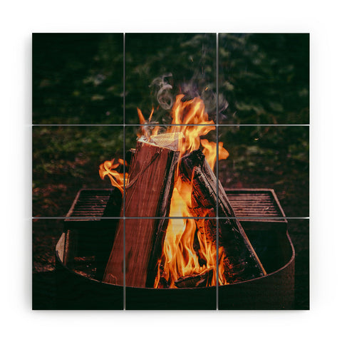 Hannah Kemp Fire Pit Wood Wall Mural