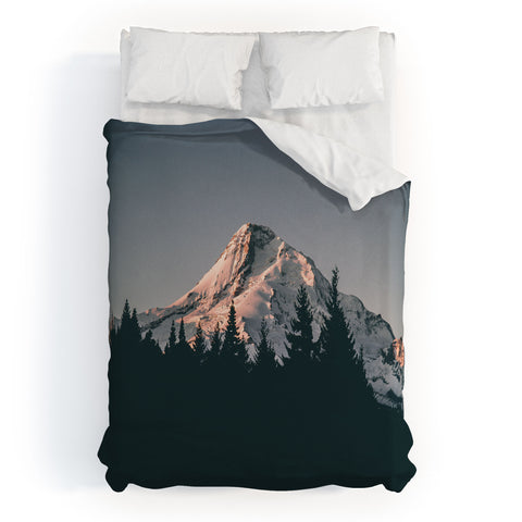 Hannah Kemp First Light on Mount Hood Duvet Cover