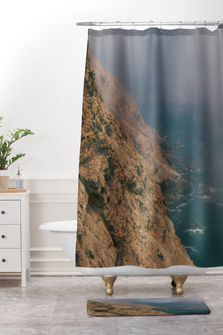 Hannah Kemp Foggy Coastal California Shower Curtain And Mat