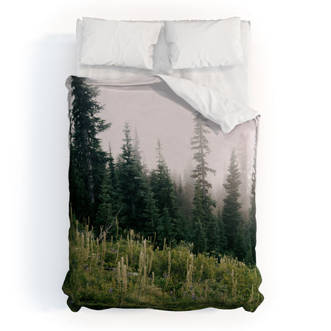 Hannah Kemp Foggy Green Forest Duvet Cover