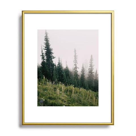 Hannah Kemp Foggy Green Forest Metal Framed Art Print