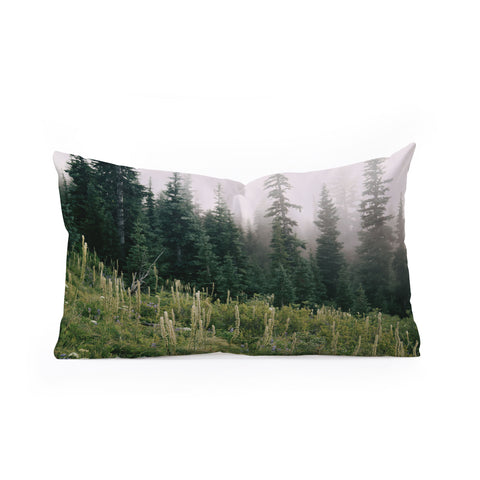 Hannah Kemp Foggy Green Forest Oblong Throw Pillow