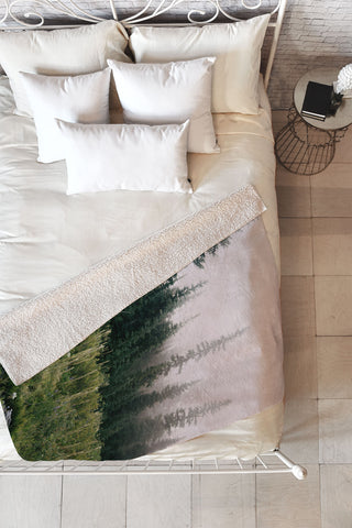 Hannah Kemp Foggy Green Forest Fleece Throw Blanket