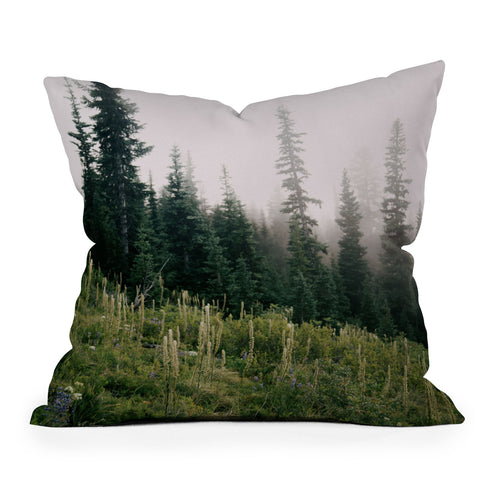 Hannah Kemp Foggy Green Forest Throw Pillow