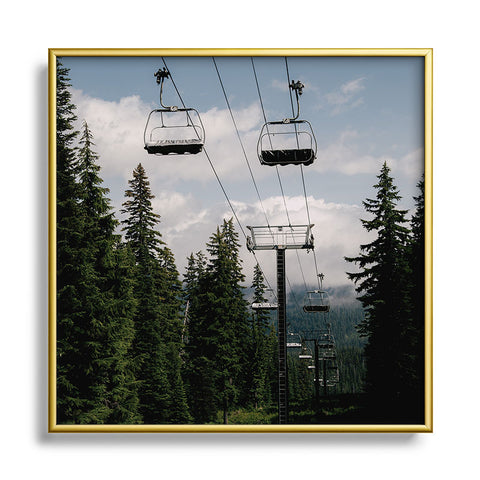 Hannah Kemp Forest Chairlift Square Metal Framed Art Print