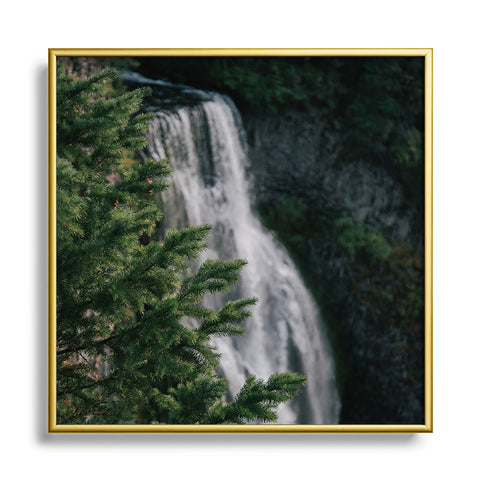 Hannah Kemp Forest Waterfall Square Metal Framed Art Print