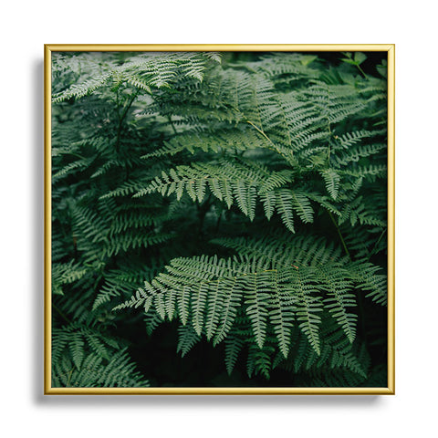 Hannah Kemp Green Ferns Square Metal Framed Art Print