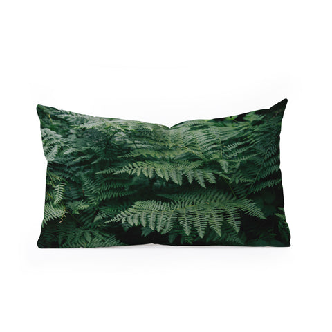Hannah Kemp Green Ferns Oblong Throw Pillow