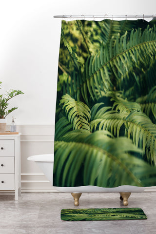 Hannah Kemp Green Ferns Photo Shower Curtain And Mat