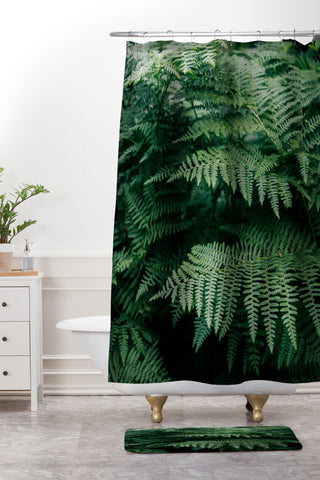 Hannah Kemp Green Ferns Shower Curtain And Mat