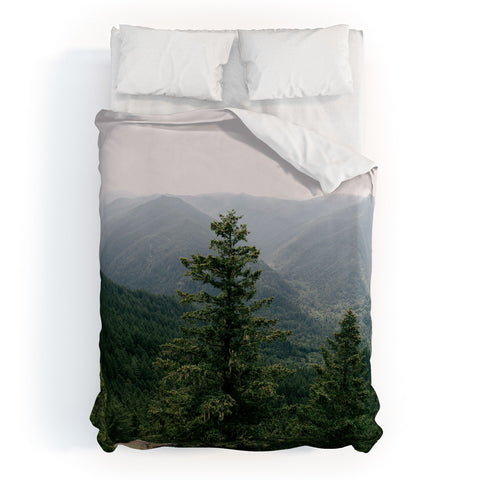 Hannah Kemp Green Forest Landscape Duvet Cover