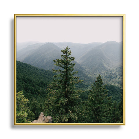 Hannah Kemp Green Forest Landscape Square Metal Framed Art Print